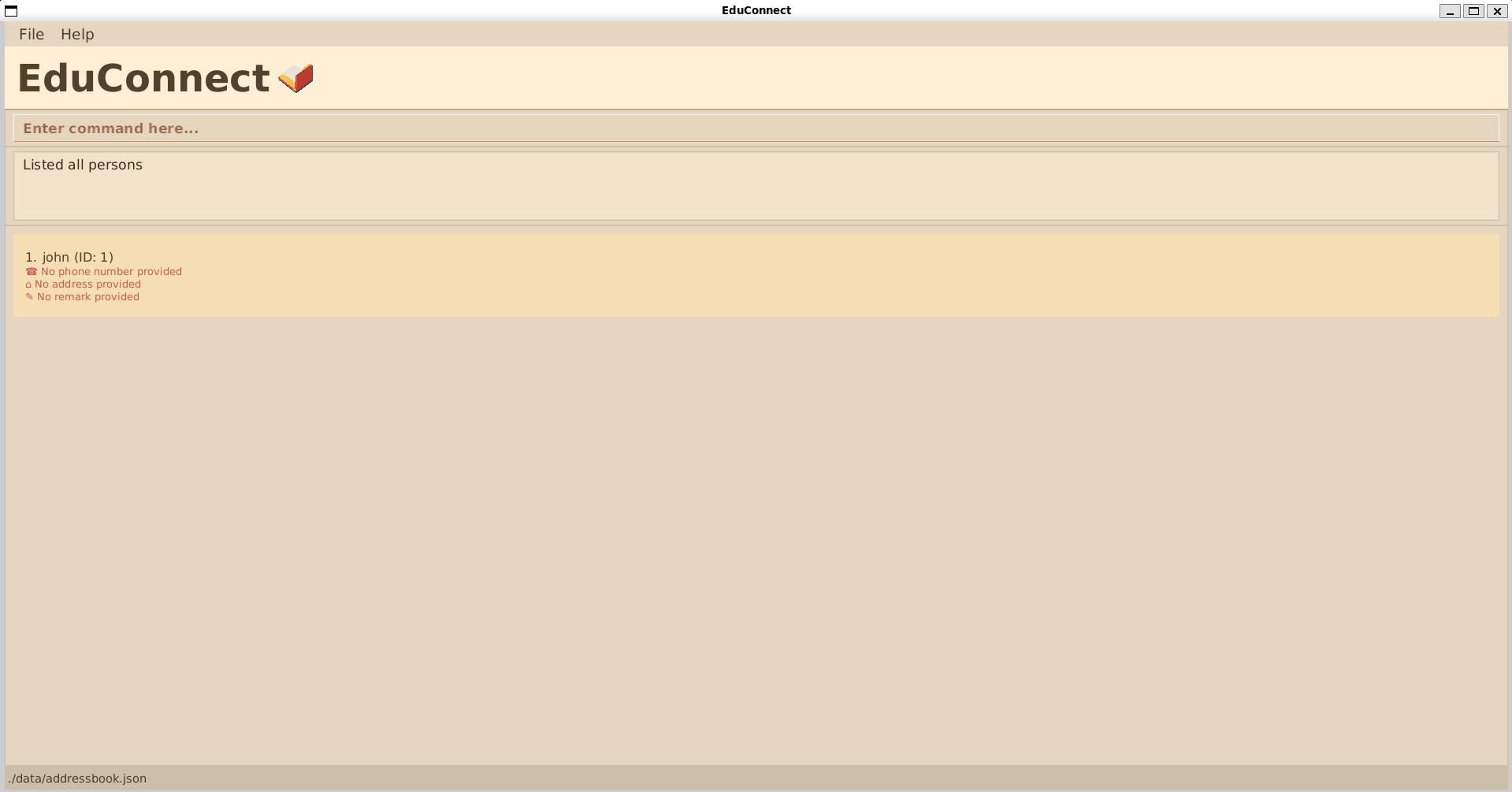 result for 'list' with no phone number, address and remark